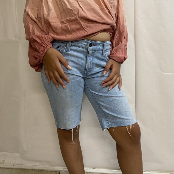 AG Adriano Goldschmied Nikki Cutoff Denim Shorts Distressed Bermuda Sz 25 NWT168 - Picture 1 of 10